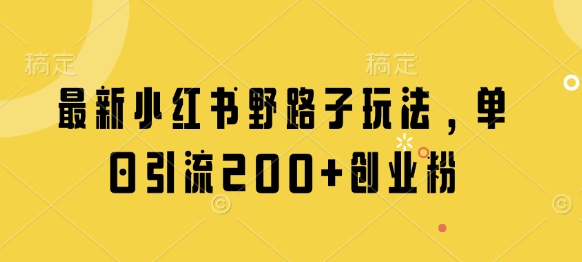 最新小红书野路子玩法，单日引流200+创业粉-乐码云集