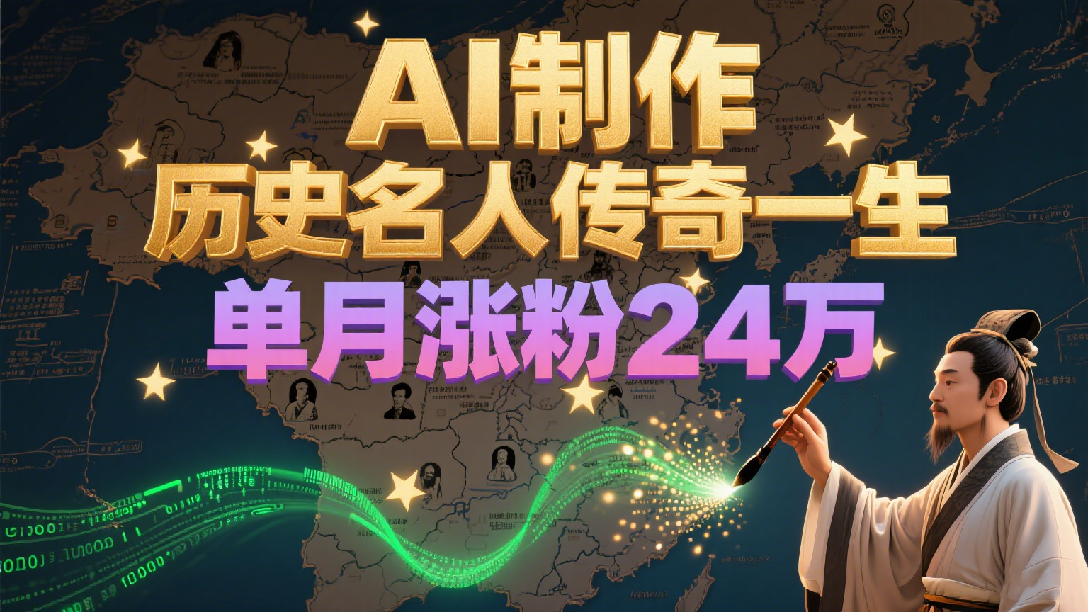 暴力起号!用AI制作历史名人传奇一生,单月涨粉24万,涨粉+变现赛道黑马来了-乐码云集