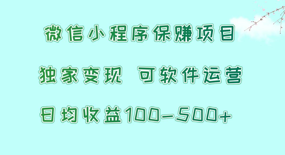 微信小程序保赚项目，日均收益100~500+，独家变现，可软件运营-乐码云集