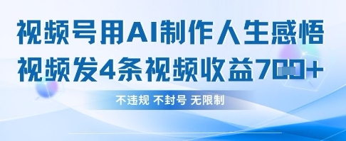 用AI做人生感悟视频，4条视频当天收益782-乐码云集