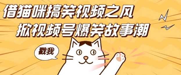借猫咪搞笑视频之风，掀视频号爆笑故事潮，轻松日入四位数，无门槛快速入门!-乐码云集