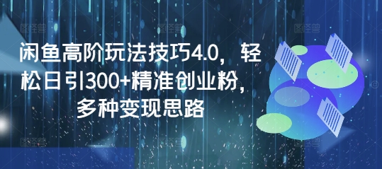 闲鱼高阶玩法技巧4.0，轻松日引300+精准创业粉，多种变现思路-乐码云集