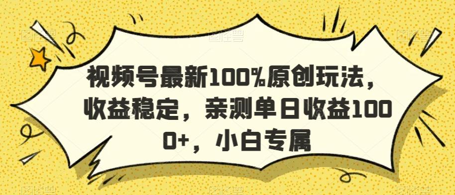 视频号最新100%原创玩法，收益稳定，亲测单日收益1000+，小白专属【揭秘】-乐码云集