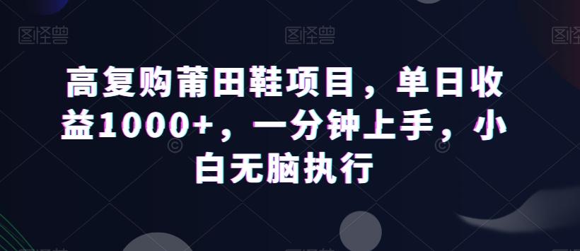 高复购莆田鞋项目，单日收益1000+，一分钟上手，小白无脑执行-乐码云集