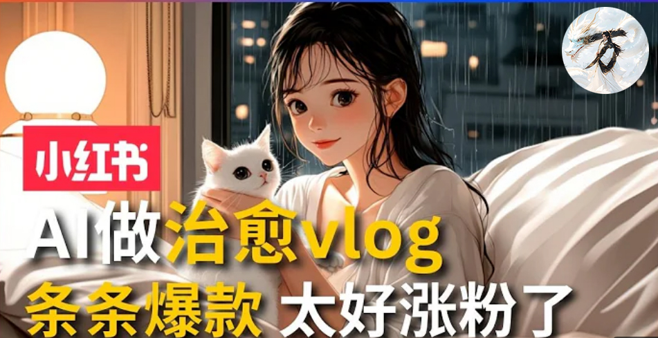 AI治愈系vlog动画视频，小红书1个月轻松涨粉破万，商单报价1500+日入2000+-乐码云集