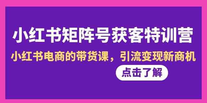 小红书矩阵号获客特训营-第10期，小红书电商的带货课，引流变现新商机-乐码云集