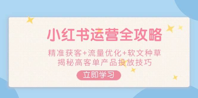 小红书运营全攻略,精准获客+流量优化+软文种草,揭秘高客单产品投放技巧-乐码云集