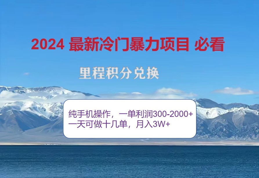 2024惊爆冷门暴利，里程积分最新玩法，高爆发期，一单300+—2000+-乐码云集
