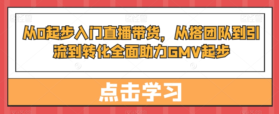 从0起步入门直播带货，​从搭团队到引流到转化全面助力GMV起步-乐码云集