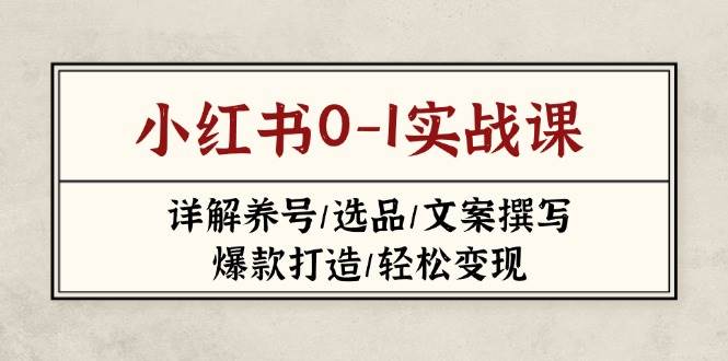 小红书0-1实战课(2023-2025),详解养号/选品/文案撰写/爆款打造/轻松变现-乐码云集