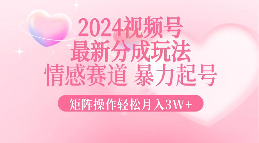 2024最新视频号分成玩法，情感赛道，暴力起号，矩阵操作轻松月入3W+-乐码云集