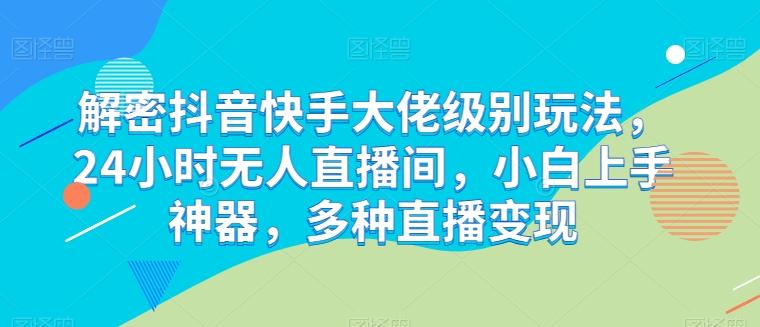 解密抖音快手大佬级别玩法，24小时无人直播间，小白上手神器，多种直播变现【揭秘】-乐码云集
