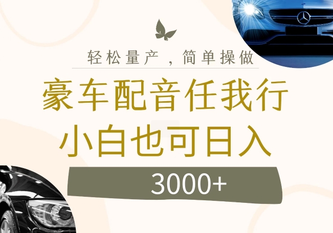 不为人知的暴力小项目，豪车配音，日入几张【揭秘】-乐码云集