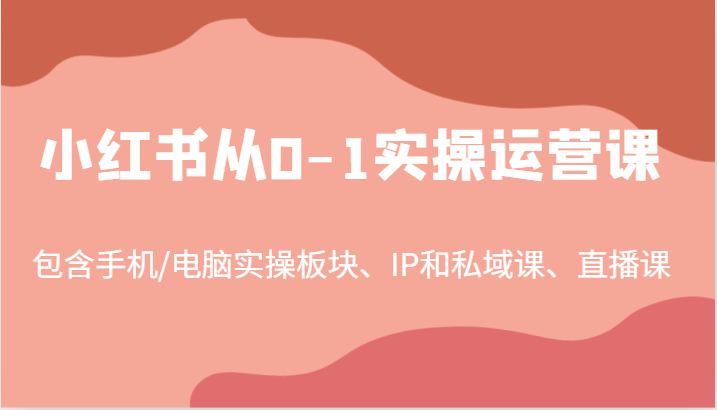 小红书从0-1实操运营课，包含手机/电脑实操板块、IP和私域课、直播课(97节)-乐码云集
