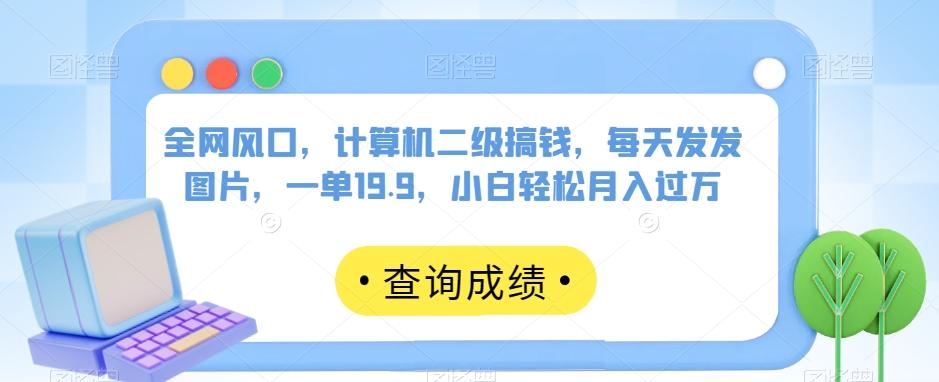 全网风口，计算机二级搞钱，每天发发图片，一单19.9，小白轻松月入过万【揭秘】-乐码云集