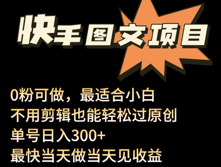 24年最新快手图文带货项目，零粉可做，不用剪辑轻松过原创单号轻松日入300+【揭秘】-乐码云集