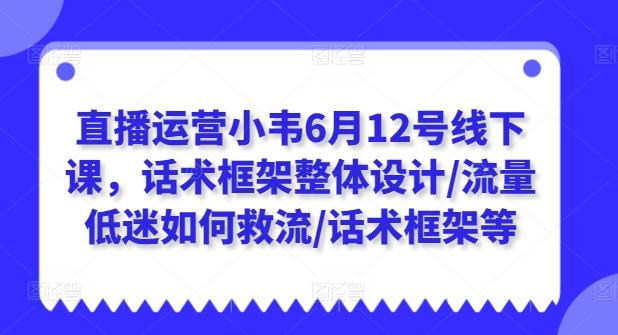 直播运营小韦6月12号线下课，话术框架整体设计/流量低迷如何救流/话术框架等-乐码云集