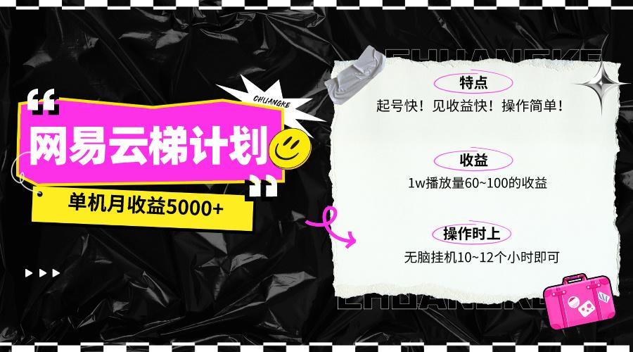 (10063期)最新网易云梯计划网页版，单机月收益5000+！可放大操作-乐码云集