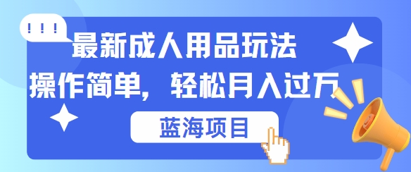 最新成人用品项目玩法，操作简单，动动手，轻松日入几张【揭秘】-乐码云集