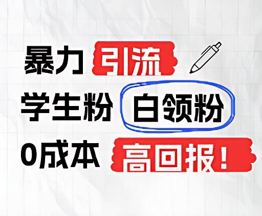 暴力引流学生粉白领粉,吊打以往垃圾玩法,0成本,高回报-乐码云集