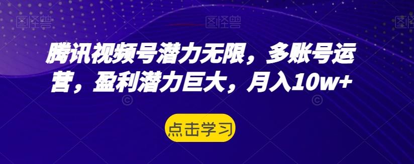 腾讯视频号潜力无限，多账号运营，盈利潜力巨大，月入10w+-乐码云集
