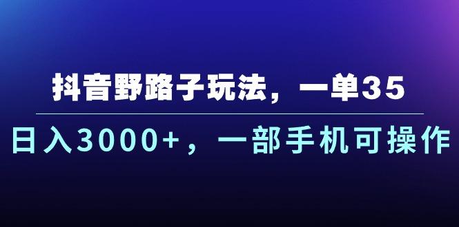 抖音野路子玩法，一单35.日入3000+，一部手机可操作-乐码云集