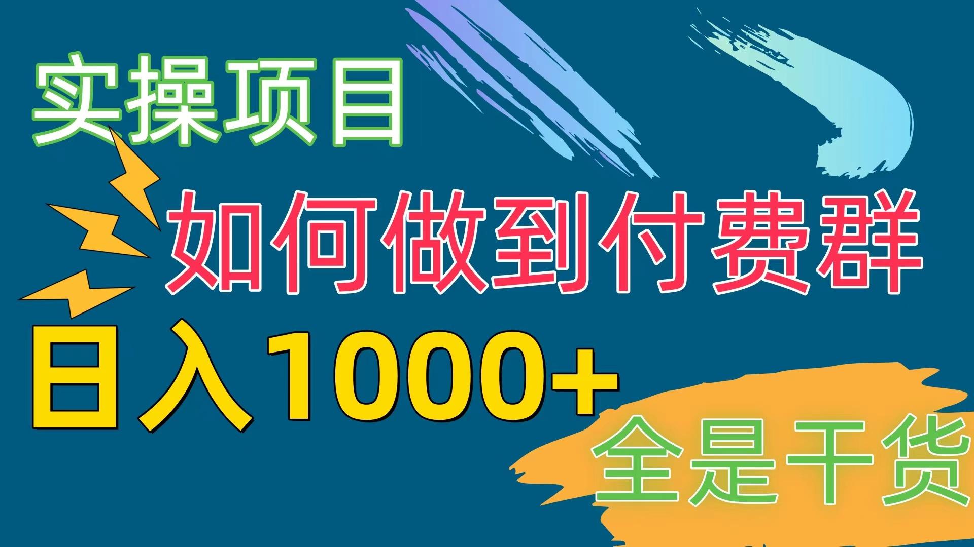 [实操项目]付费群赛道，日入1000+-乐码云集