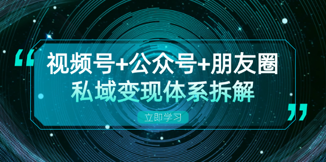 视频号+公众号+朋友圈私域变现体系拆解，全体平台流量枯竭下的应对策略-乐码云集
