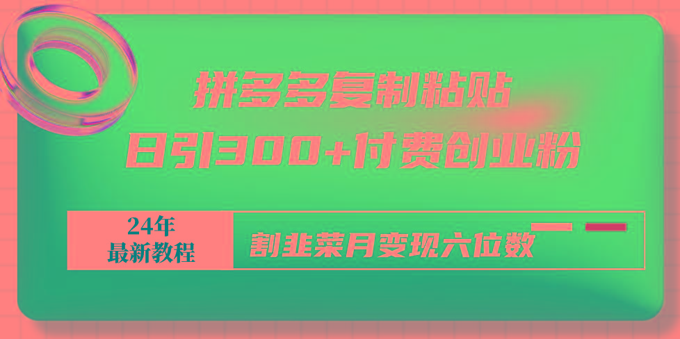 拼多多复制粘贴日引300+付费创业粉，割韭菜月变现六位数最新教程！-乐码云集