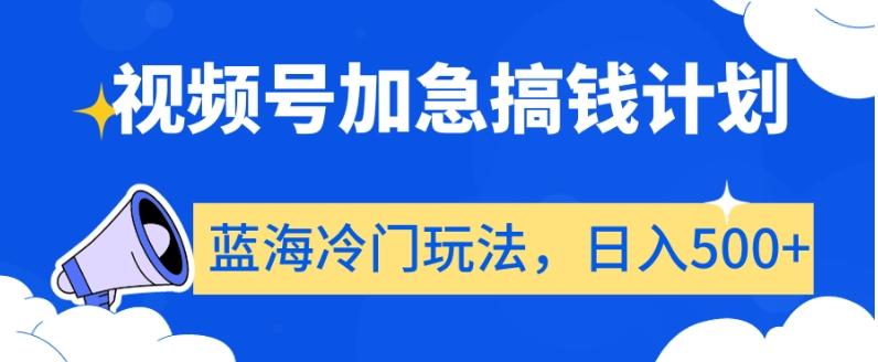 视频号加急搞钱计划，蓝海冷门玩法，日入500+【揭秘】-乐码云集