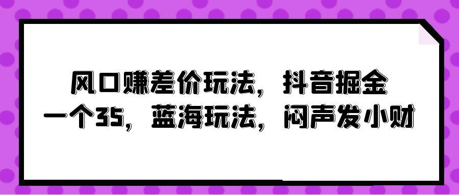 (10022期)风口赚差价玩法，抖音掘金，一个35，蓝海玩法，闷声发小财-乐码云集