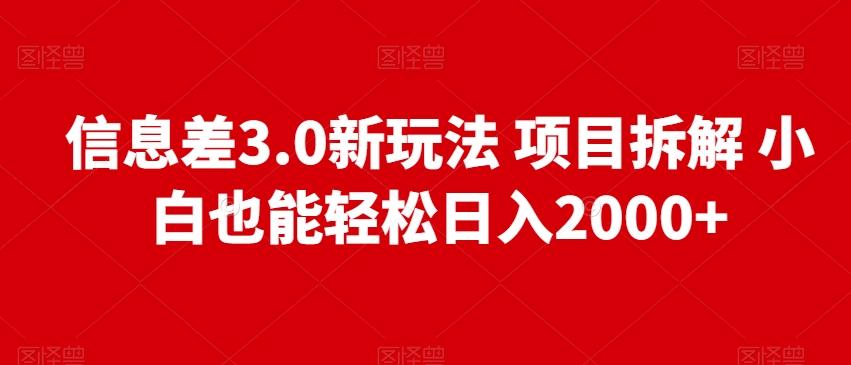信息差3.0新玩法项目拆解小白也能轻松日入2000+-乐码云集