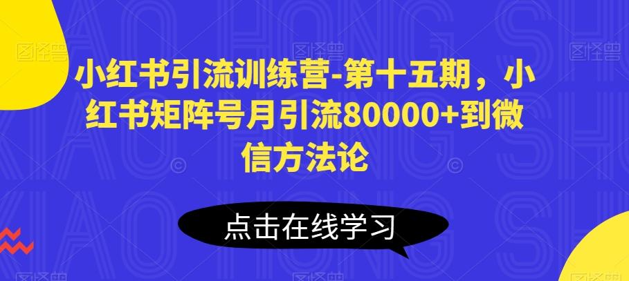 小红书引流训练营-第十五期，小红书矩阵号月引流80000+到微信方法论-乐码云集