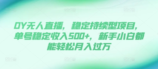 DY无人直播，稳定持续型项目，单号稳定收入500+，新手小白都能轻松月入过万【揭秘】-乐码云集