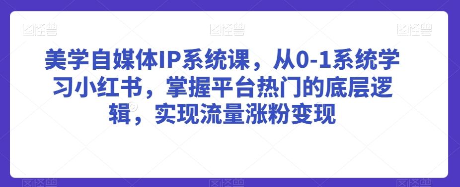 美学自媒体IP系统课，从0-1系统学习小红书，掌握平台热门的底层逻辑，实现流量涨粉变现-乐码云集