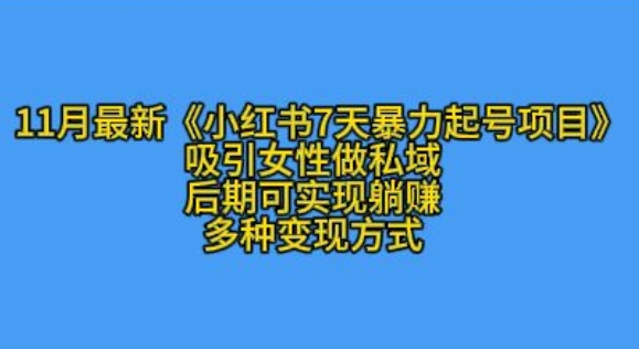 K总部落11月最新小红书7天暴力起号项目，吸引女性做私域【揭秘】-乐码云集
