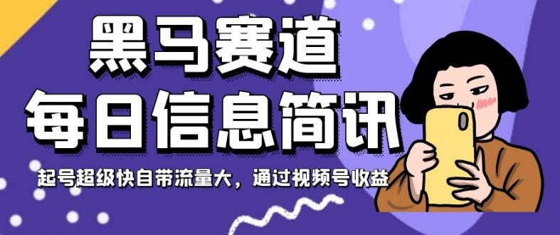 黑马赛道每日信息简讯，起号超级快自带流量大，通过视频号收益【揭秘】-乐码云集