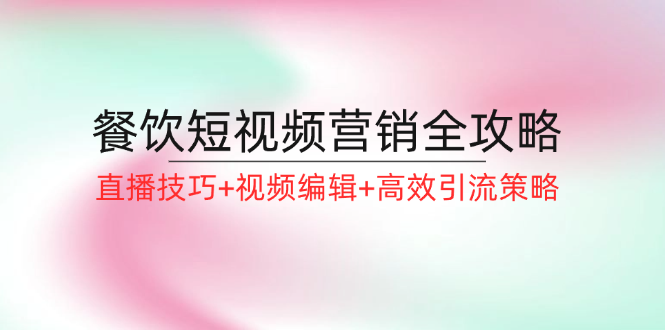 餐饮短视频营销全攻略：直播技巧+视频编辑+高效引流策略-乐码云集