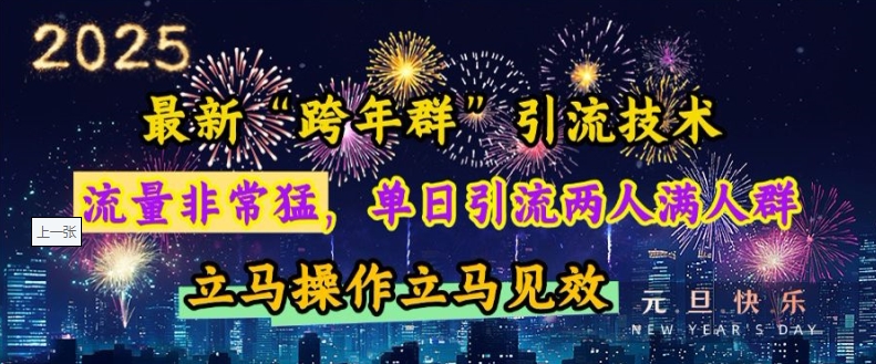 最新“跨年群”引流，流量非常猛，单日引流两人满人群，立马操作立马见效【揭秘】-乐码云集