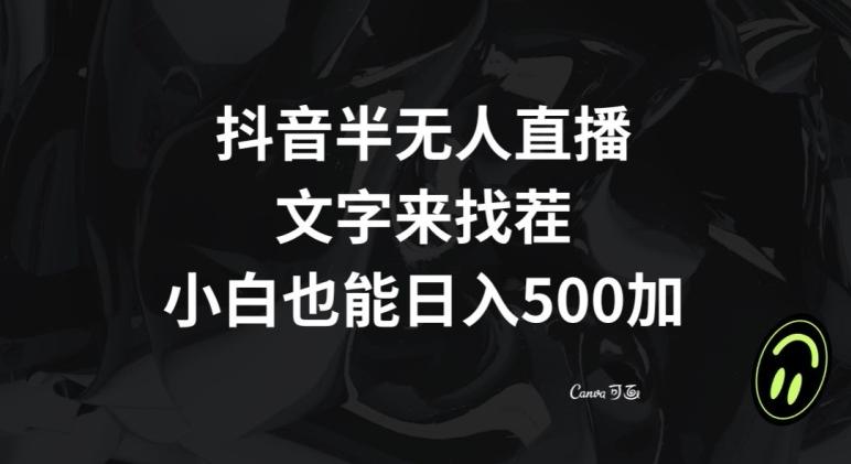 抖音半无人直播，文字来找茬小游戏，每天收益500+【揭秘】-乐码云集