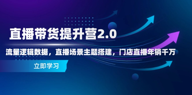 直播带货提升营2.0:流量逻辑数据,直播场景主题搭建,门店直播年销千万-乐码云集