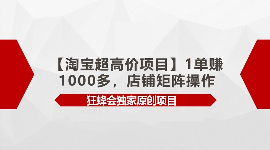 【淘宝超高价项目】1单赚1000多,店铺矩阵操作-乐码云集