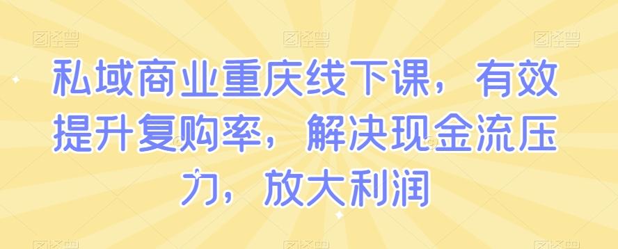 私域商业重庆线下课，有效提升复购率，解决现金流压力，放大利润-乐码云集