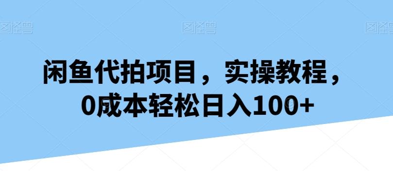 闲鱼代拍项目，实操教程，0成本轻松日入100+-乐码云集