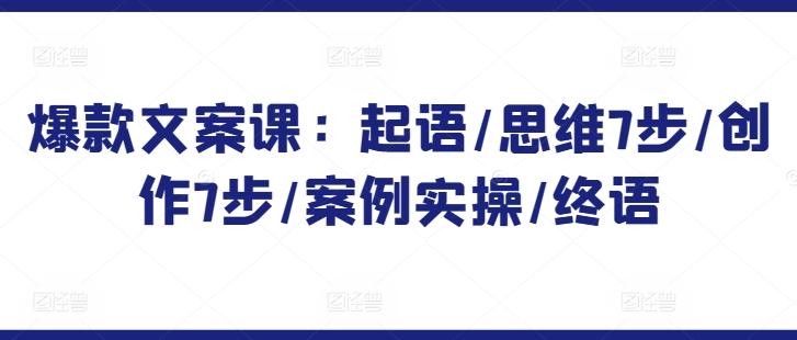 爆款文案课：起语/思维7步/创作7步/案例实操/终语-乐码云集