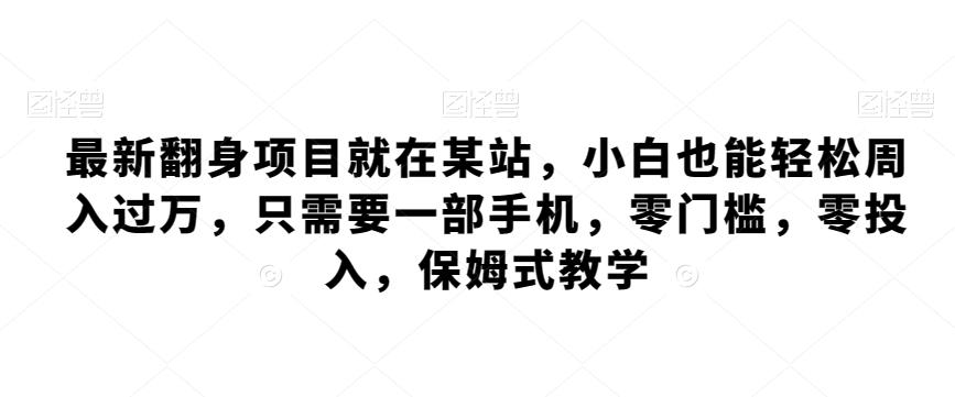 最新翻身项目就在某站，小白也能轻松周入过万，只需要一部手机，零门槛，零投入，保姆式教学-乐码云集