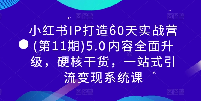 小红书IP打造60天实战营(第11期)5.0​内容全面升级，硬核干货，一站式引流变现系统课-乐码云集