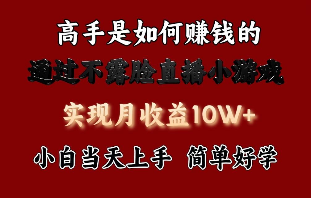 每天收益3800+，来看高手是怎么赚钱的，新玩法不露脸直播小游戏，小白当天上手-乐码云集