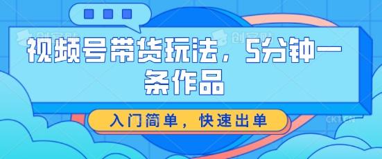 视频号带货玩法，5分钟一条作品，入门简单，快速出单【揭秘】-乐码云集