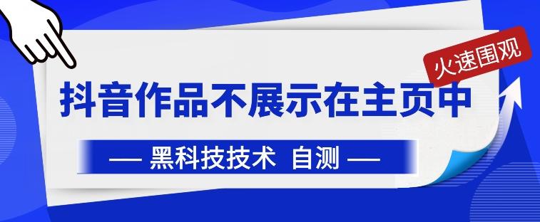 抖音黑科技：抖音作品不展示在主页中【揭秘】-乐码云集